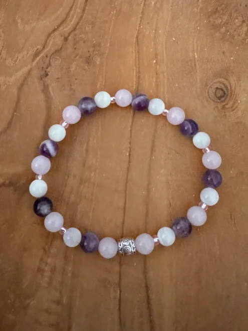 Perlenarmband "PERLMUTT/ROSENQUARZ/AMETHYST"
