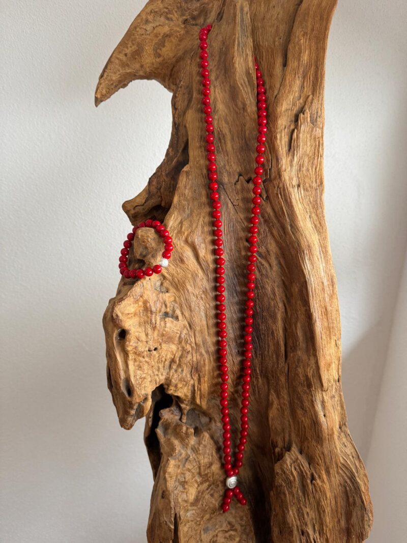 "MASHAN Jade rot", Set: Mala und Armband mit 8mm Perlen - NEU! - Image 6