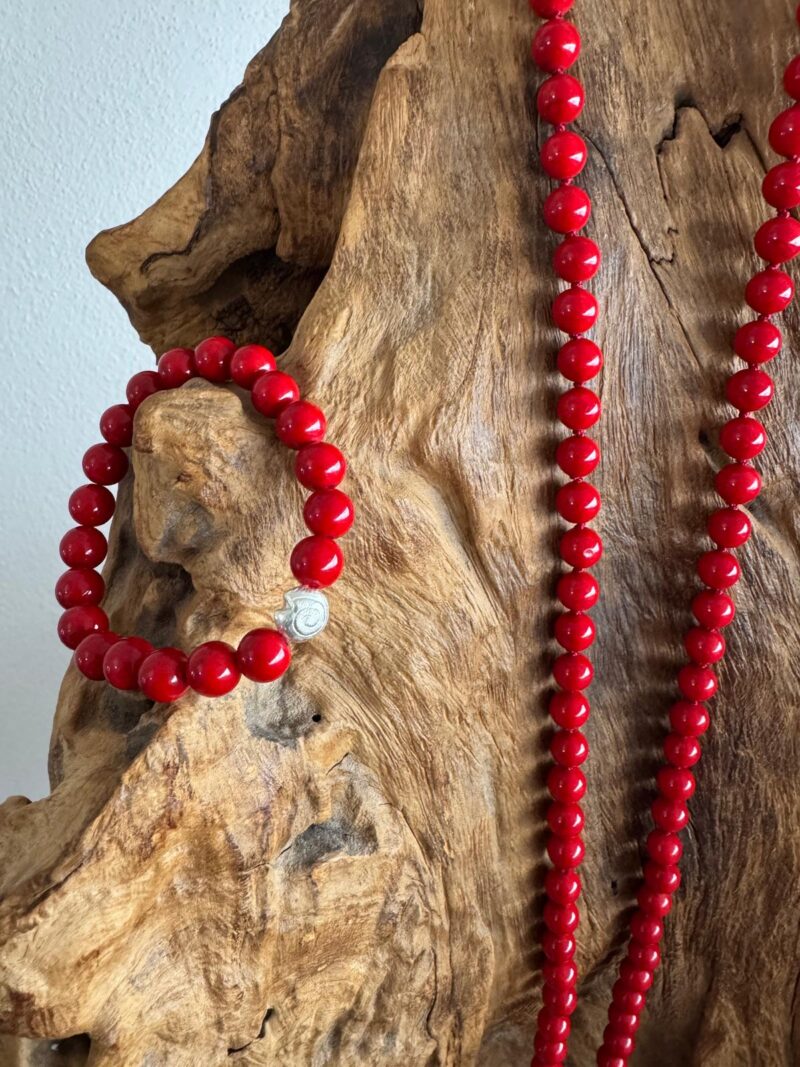 "MASHAN Jade rot", Set: Mala und Armband mit 8mm Perlen - NEU! - Image 5