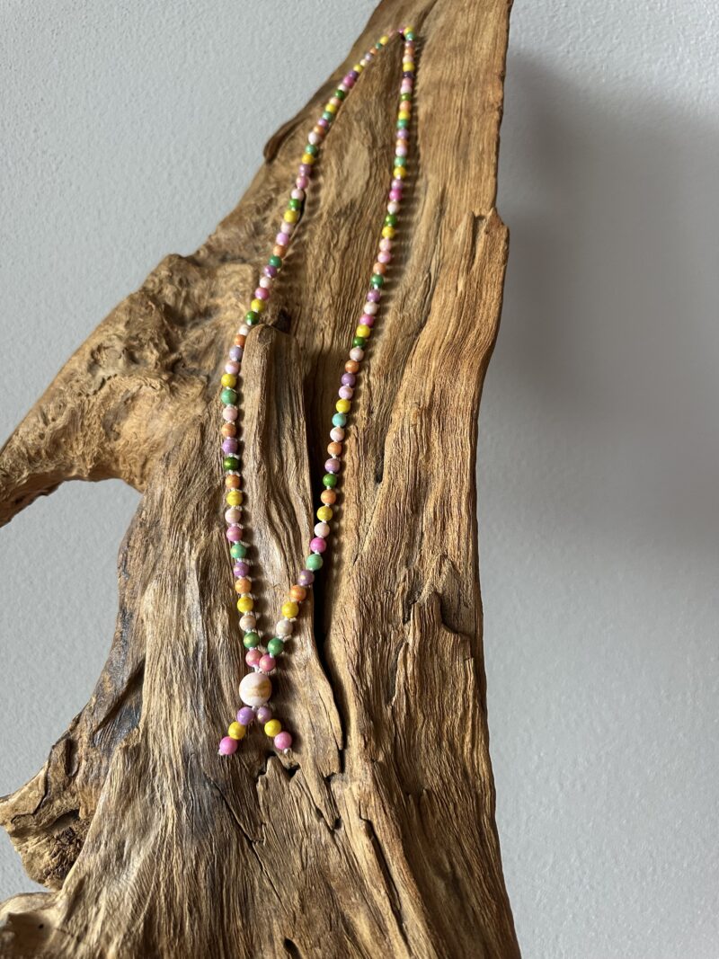 Set: Mala "Candy" aus bunten Jadeperlen mit Goldschimmer inkl. Armband – Bild 14