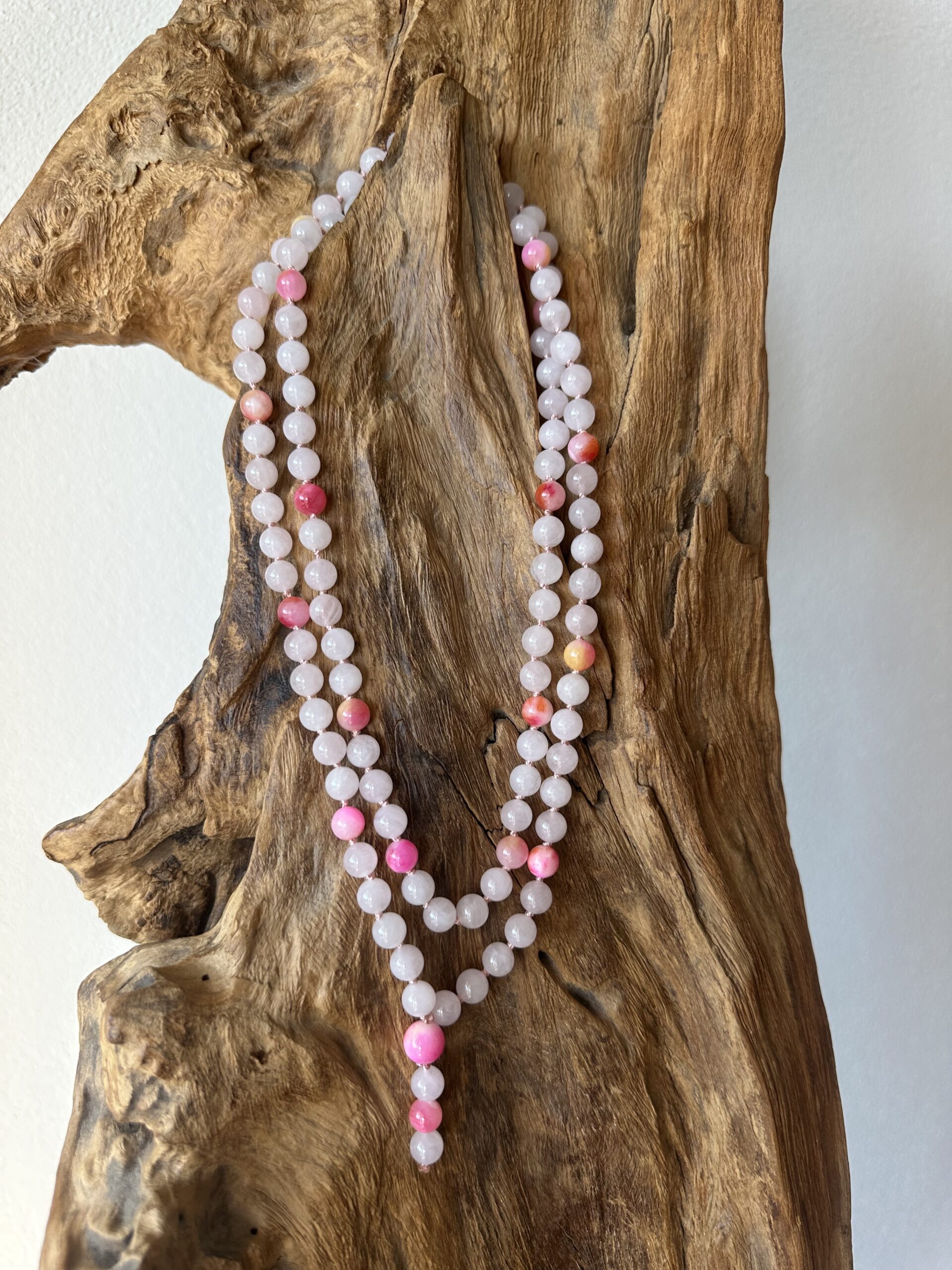 Mala ROSENQUARZ - JADE pink/orange