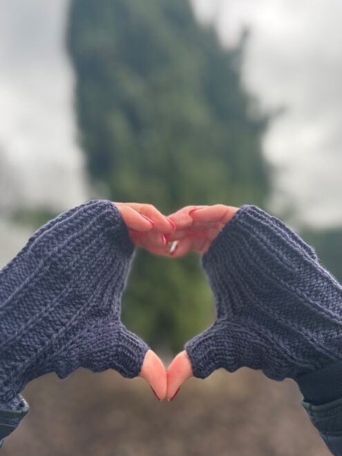 RAMSAY fingerless mittens (Handstulpen), dt./engl.