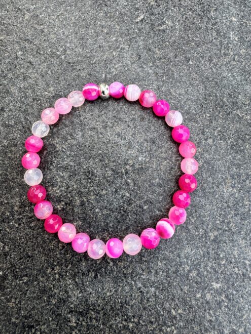 Perlenarmband "ACHAT pink bunt"
