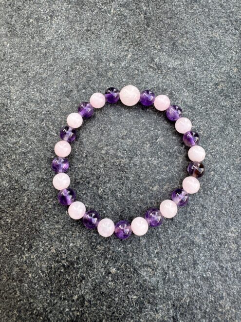 Perlenarmband "ROSENQUARZ & AMETHYST"
